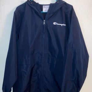 Unisex dark blue champion windbreaker. Only wore 1